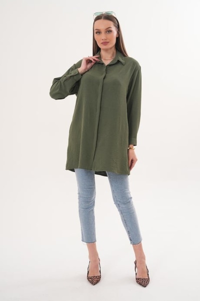 ZARİFSTORE Women's Hidden Button Detailed Ayrobin Tunic