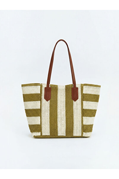 LC Waikiki Green Shoulder Strap Women's Beach Bag