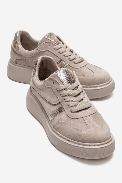 LuviShoes IVARA Γυναικεία casual αθλητικά παπούτσια από γνήσιο δέρμα με μπεζ ...