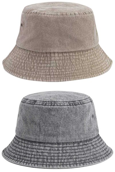 Mood Agenda Unisex Vintage 100% Cotton Bucket Hat Set of 2