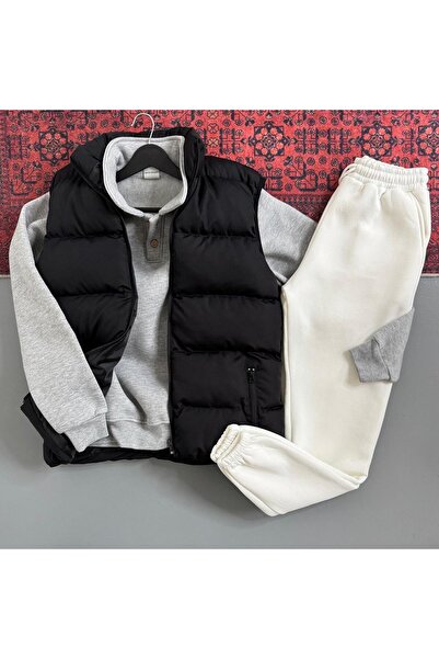 WENMİNG Men's 3 Threaded Tracksuit Set with Button Collar Vest, 3-Piece Full ...