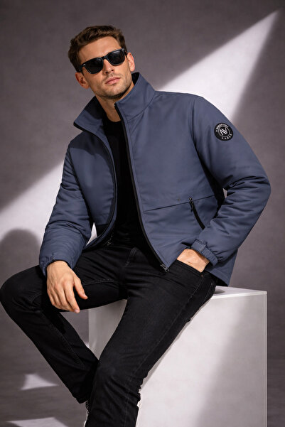 Sınwear Men's Regular Fit Coat Seasonal Stand Collar Stylish Casual Spring Coat