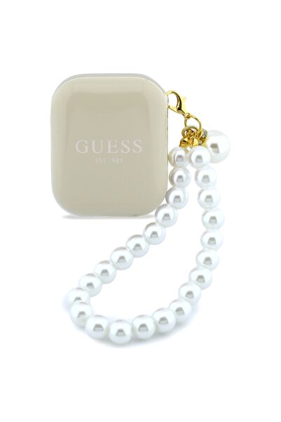 Guess Căști wireless TWS cu curea tip perlă, BT 5.4, USB-C, Bej