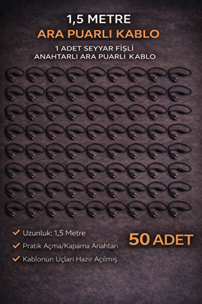 LUMIXA ENERJİ 50 ADET SEYYAR FİŞLİ 1,5 METRE ARAPUARLI KABLO