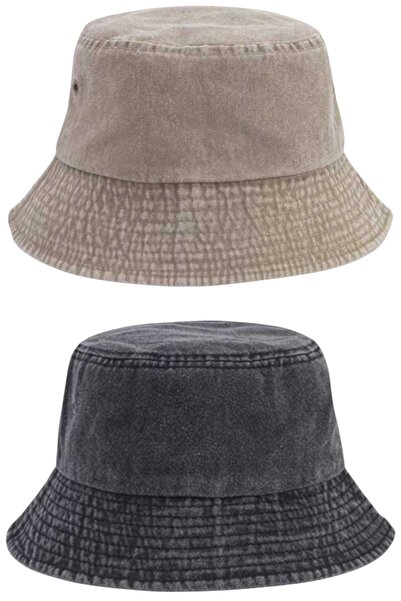 Uniquetrenders Unisex Vintage 100% Cotton Bucket Hat Set of 2