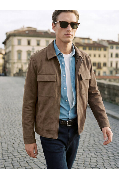 LC Waikiki Men's Regular Fit Suede Look Jacket