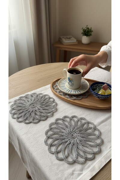 KÜTAHYA HOME 6 Pieces of Embroidered Tulle Coffee Cocktail Napkins & Coaster ...