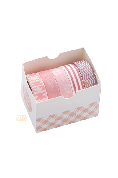 Şehir Online Mağazacılık Pink/Geometric 5-Piece Washi Tape Set - Patterned Ma...