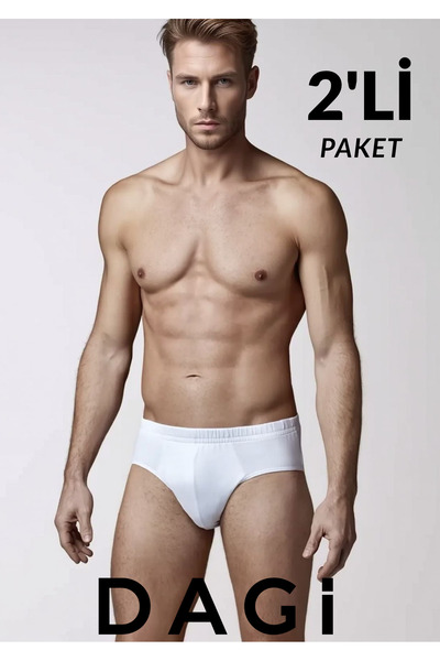 Dagi Ανδρικά εσώρουχα 100% βαμβακερά λευκά σλιπ 2 τεμαχίων - Άνετα χτενισμένα...