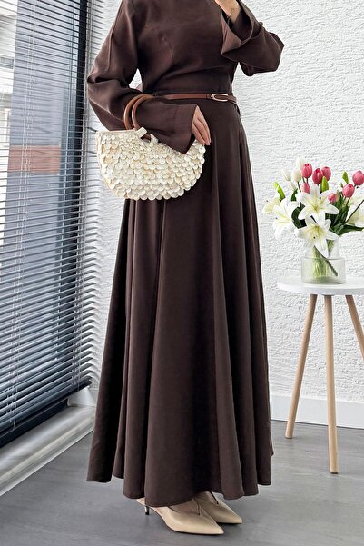 MELEK ARAZ Vintage High Waist Flare Skirt - Brown