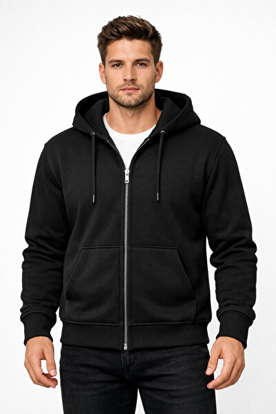 allymoda Unisex Φούτερ με άνετη εφαρμογή και άνετη κοπή, με φλις εσωτερικά, μ...