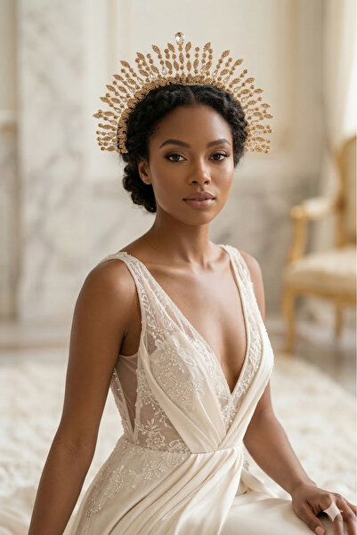 Limelia Coroană de nuntă și henna model Helens, cu pietre de cristal străluci...