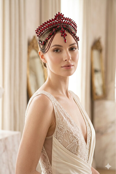 Limelia إكسسوار زي حفلة الهينا الليلية بتصميم تاج العروس مرصع بالكريستال