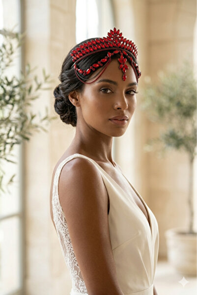 Limelia إكسسوار زي حفلة الهينا الليلية بتصميم تاج العروس مرصع بالكريستال