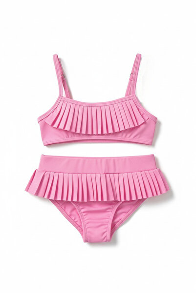 Minipodyum Set bikini pentru fete cu detalii cu volane și tampoane igienice