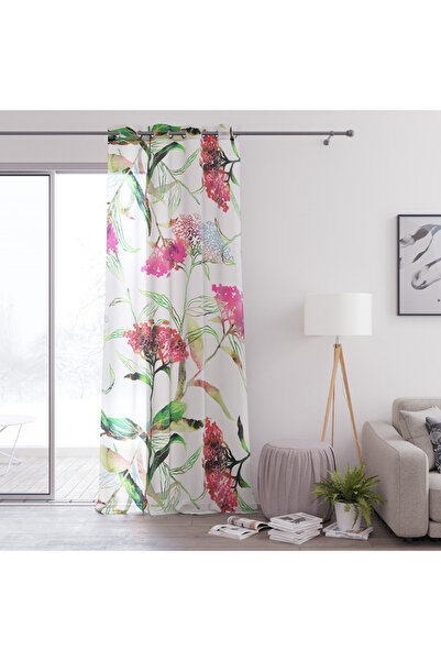 Amelia Home Floral printed voile curtain with rings, Palermo, 140 x 250 cm, w...