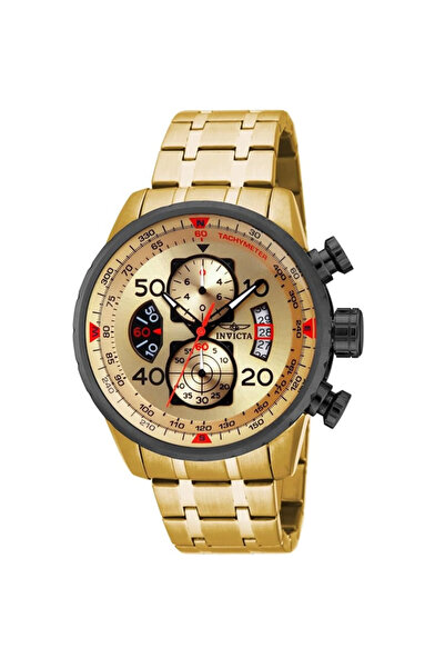 Invıcta Men's Aviator 48mm Stainless Steel Quartz Watch, Gold (Model: 17205)