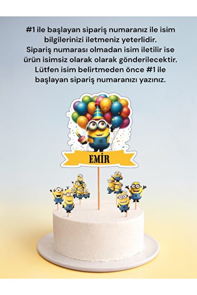 Sinem Gift Minyonlar Doğum Günü Konsepti - Minyonlar 6 lı Cupcake Süsü - Miny...