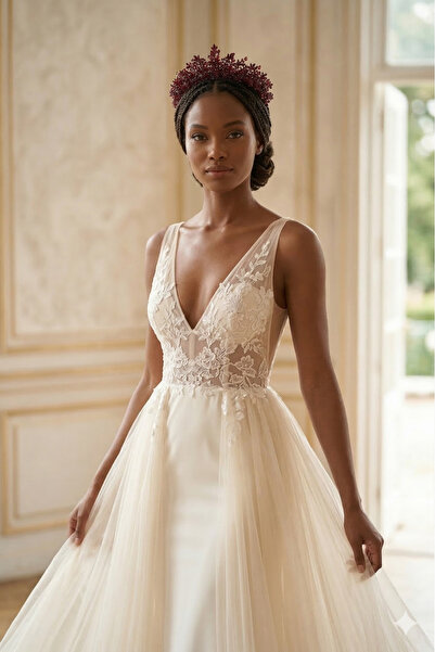 Limelia Coroană de nuntă cu mărgele de cristal, coroană pentru costum de nuntă