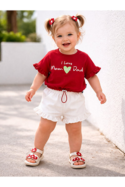 SANTRALBEBE Baby Girl Shorts and Ruffle Sleeve Set