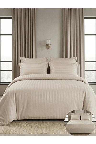 Truva Home Lenjerie de Pat Hotelieră 6 Piese - Imprimeu Damasc, Cearceaf cu E...