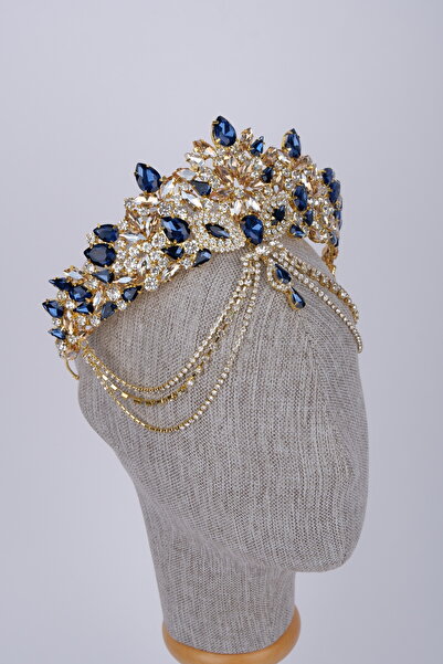 Hayalperest boncuk Εθνική αλυσίδα προσώπου νύφης με κρυστάλλινη τιάρα και στέ...