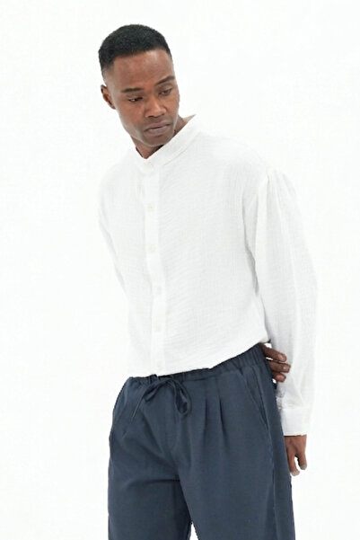 RELAXL Мъжка риза размер  "Батал " екрю, 100% памук, муселинов плат