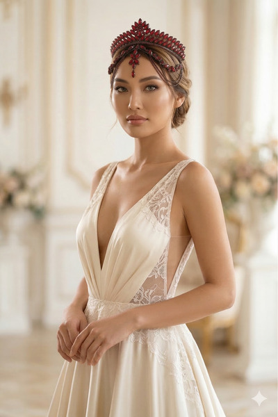 Limelia Crystal Bridal Headpiece with Frontlet Detail Wedding Crown Bridal He...