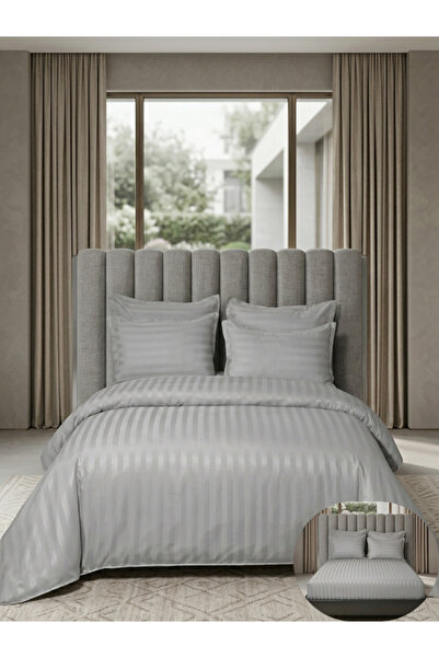 Truva Home Hotel Bed Linen 6 Pieces - Damask Print, Fitted Sheet, 180x200 cm