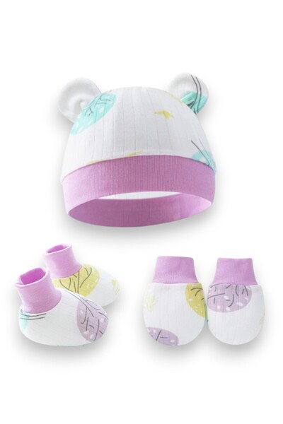 Bambimici – Cozy Bundle Baby Hat, Mittens & Booties Set - Multicolor - 0M to 6M
