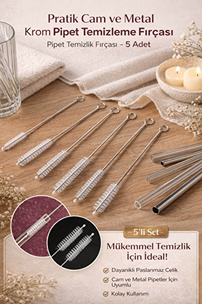 Anadolu Saray Pratik Cam & Metal Pipet Temizleme Fırçası 5’li Set | Uzun Ömür...