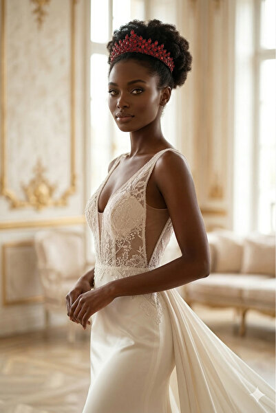 Limelia تاج العروس المصنوع يدويًا من حجر الكريستال وغطاء رأس الخطوبة بتصميم خ...