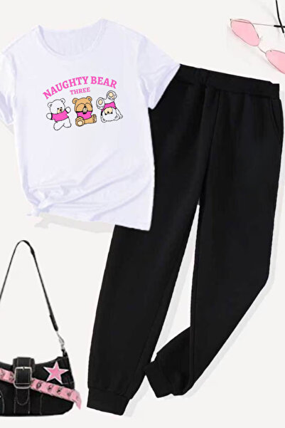 MİDAD Baer printed t-shirt - jogger t-shirt crew neck bottom top tracksuit set
