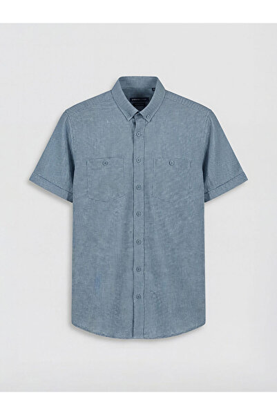 LC Waikiki Rmz Gi̇yi̇m Farkiyla Standard Fit Men's Linen Look Shirt