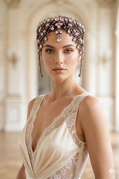 Limelia إكسسوار رأس العروس بتصميم خاص من حجر الكريستال وتصميم تاج العروس من ه...
