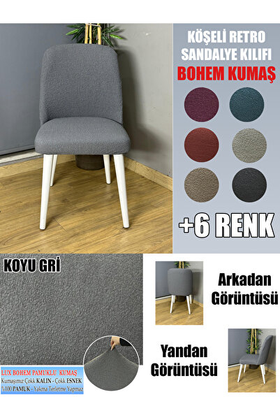 Home KÖŞELİ RETRO SANDALYE KILIFI 4 ADET LÜX BOHEM KUMAŞ ÇOK KALIN %100 PAMUK
