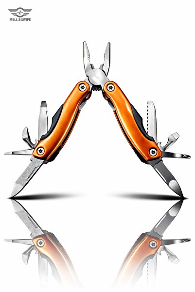 MELL & SWIPE Mini Multitool Cep Çakısı Pense 10 Fonksiyon Kamp Outdoor İngili...