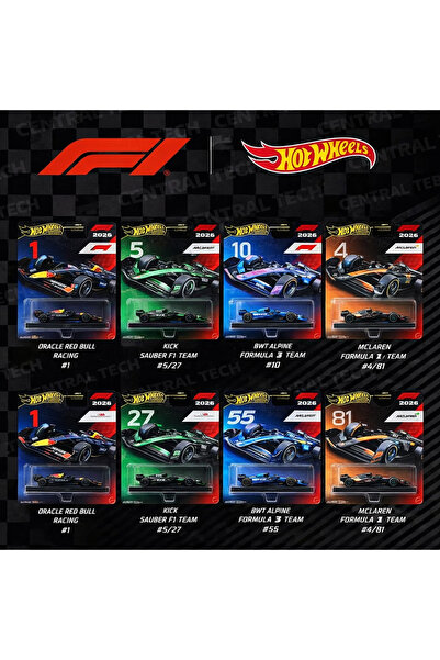 HOT WHEELS Premium Formula 1 2026 Serisi 8 Araç Koli Seti Red Bull McLaren Al...