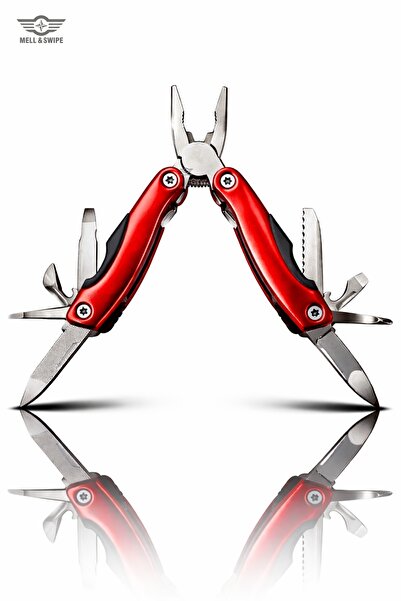 MELL & SWIPE Mini Multitool Cep Çakısı Pense 10 Fonksiyon Kamp Outdoor İngili...