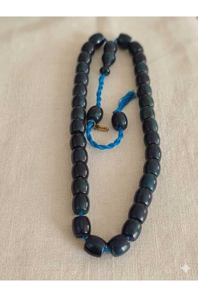 güleçdoğaltaş Güleç Natural Stone German Faturan Sıkma Amber Prayer Beads 11X11,30 mm Cask Cut Omari Signed 33 Pieces
