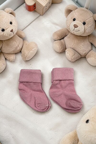 Amélio Kids Gül Kurusu Organik Pamuk Katlamalı Unisex Yenidoğan Soket Çorap