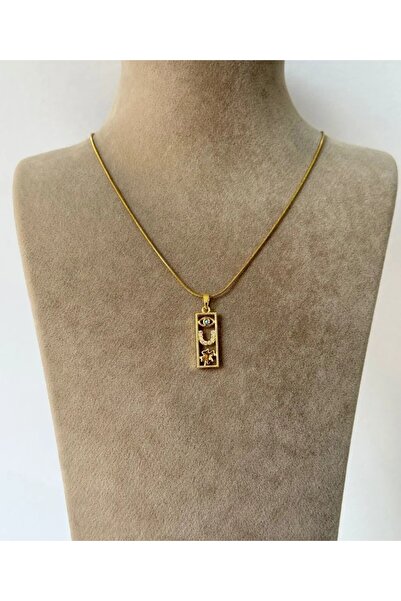 Stelle Jewelry Kadın Çelik Şans Kolyesi Zirkon Taşlı Nazar Göz Ve Yonca Detay...