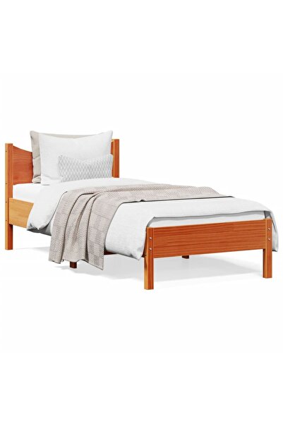 vidaxl Day bed without mattress, waxed brown, 90x200 cm, solid pine wood
