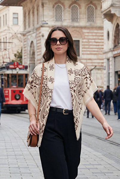 Lela شال قطني منقوش مقاس 110 × 110 سم 6941400