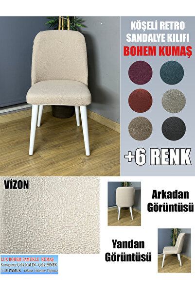 Home KÖŞELİ RETRO SANDALYE KILIFI 6 ADET LÜX BOHEM KUMAŞ ÇOK KALIN %100 PAMUK