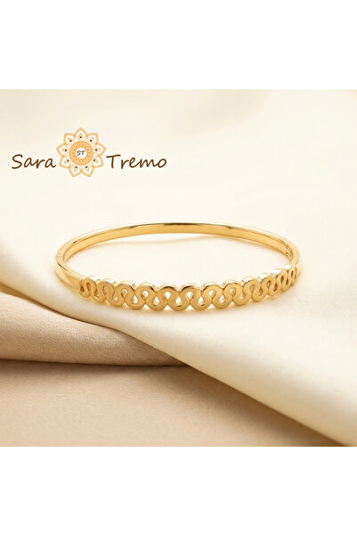 SaraTremo Brățară Infinity Rhythm – Brățară fixă placată cu aur de 14K