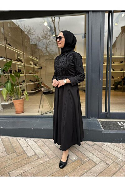 TERZİ DÜKKANI Td4451 Napoli Embroidered Women's Dress Black