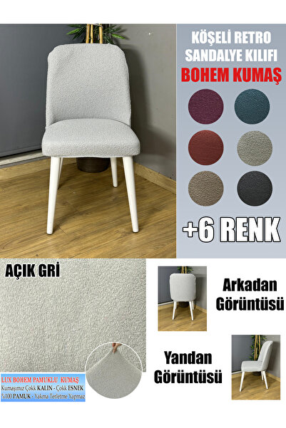 Home KÖŞELİ RETRO SANDALYE KILIFI 6 ADET LÜX BOHEM KUMAŞ ÇOK KALIN %100 PAMUK