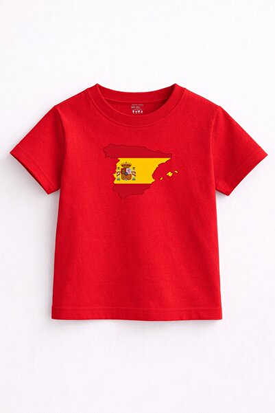 Rabona Fashion Tricou pentru copii cu imprimeu hartă și steag Spania – Spirit...