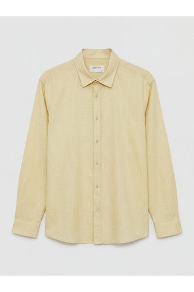 LC Waikiki Yellow Regular Fit Linen Look Men's Shirt from Güli̇s Gi̇yi̇m